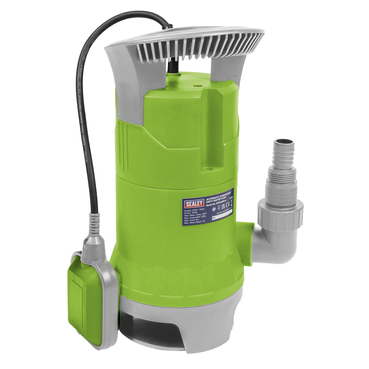 Sealey Submersible Dirty Water Pump Automatic 225 Litres/min 230V Green WPD235P