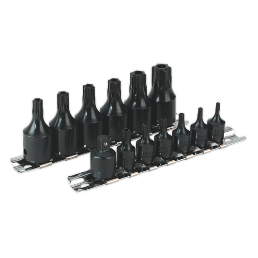 Sealey 13 Pcs 1/4" & 3/8" Square Drive TRX-Star Security Socket Bit Set AK5585