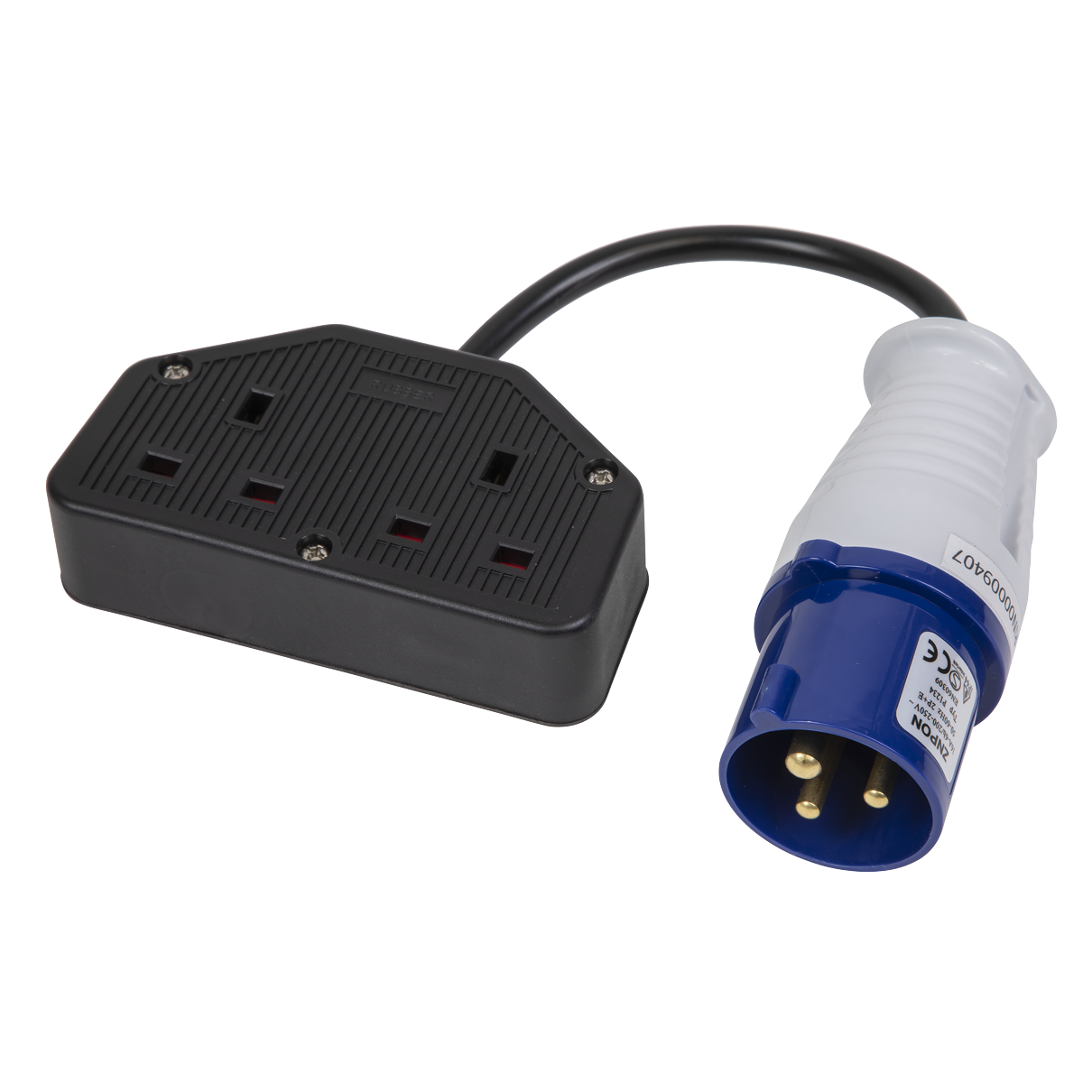 Sealey 16A/13A Twin Trailing Socket/Cable Set IP20 Rated 350mm WPS16132