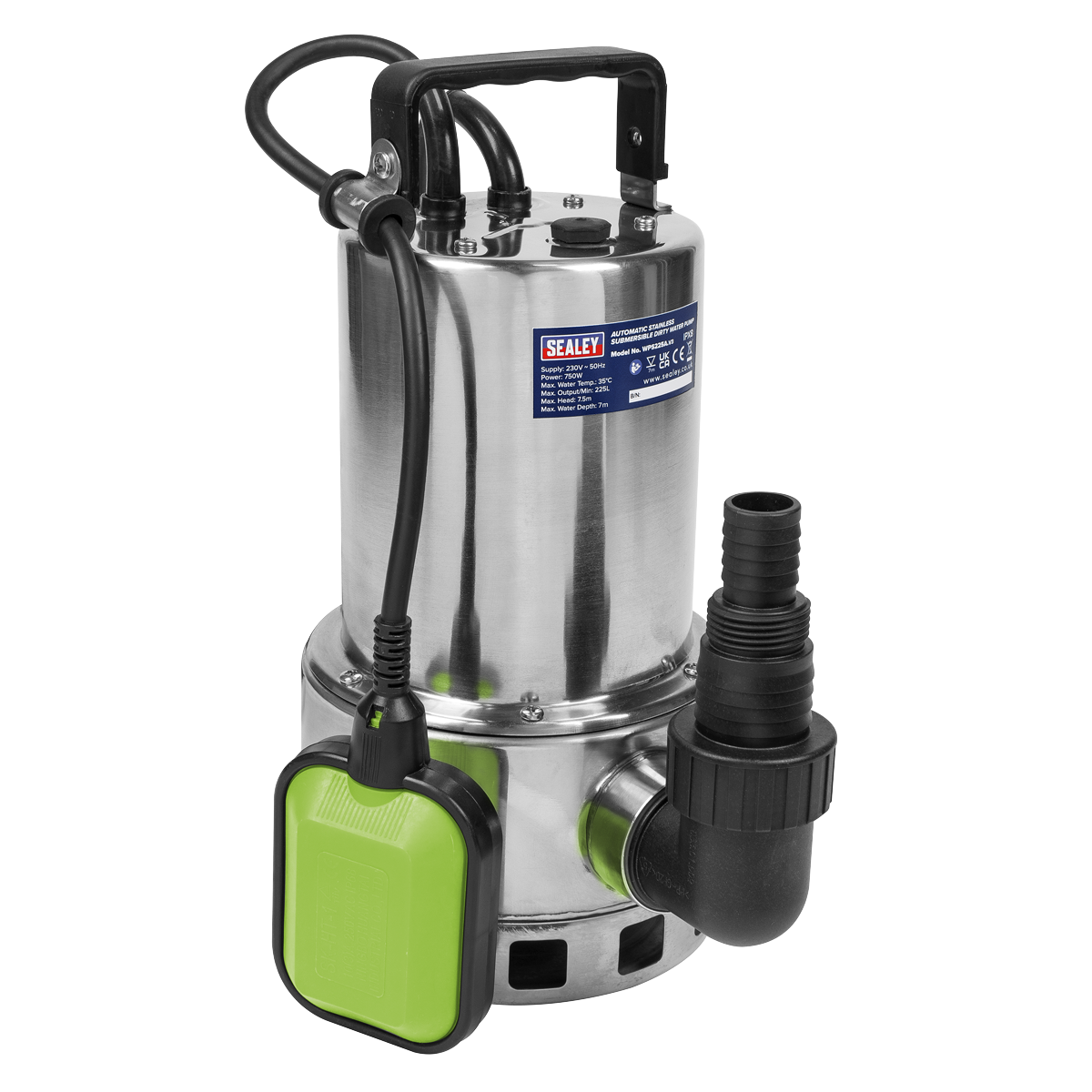 Sealey Submersible Stainless Water Pump Automatic 225 Litres/min 230V WPS225A