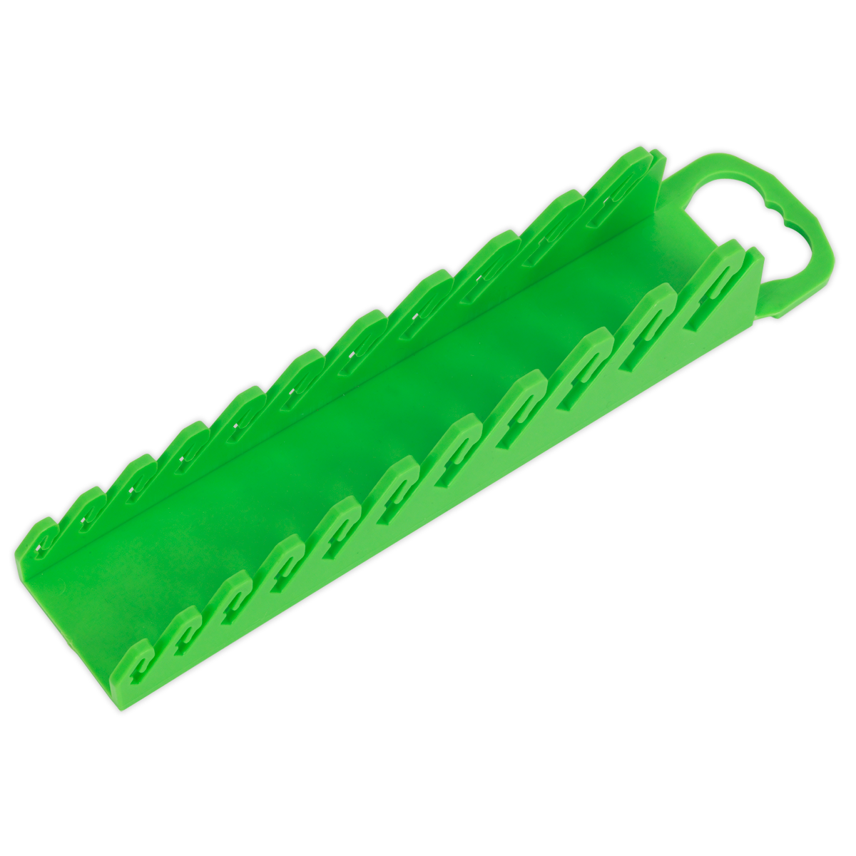 Sealey TPR Material Spanner Rack Capacity 10 Stubby Spanners Hi-Vis Green WR10HV