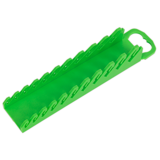 Sealey TPR Material Spanner Rack Capacity 10 Stubby Spanners Hi-Vis Green WR10HV