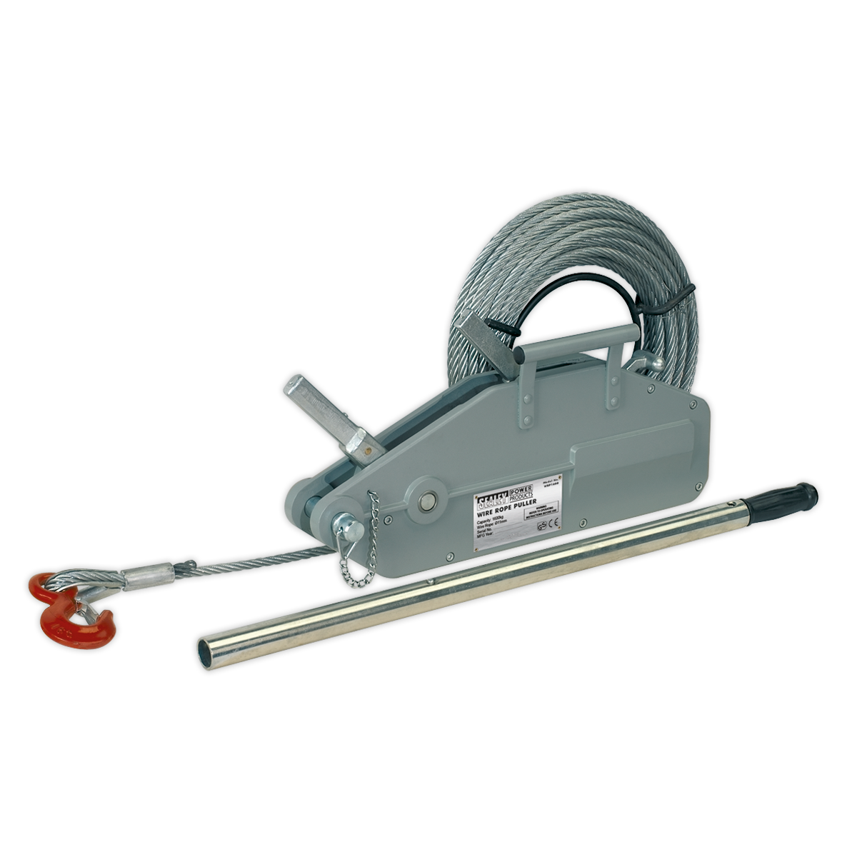 Sealey Wire Rope Puller With Removable Lever Handle 1600kg Capacity WRP1600