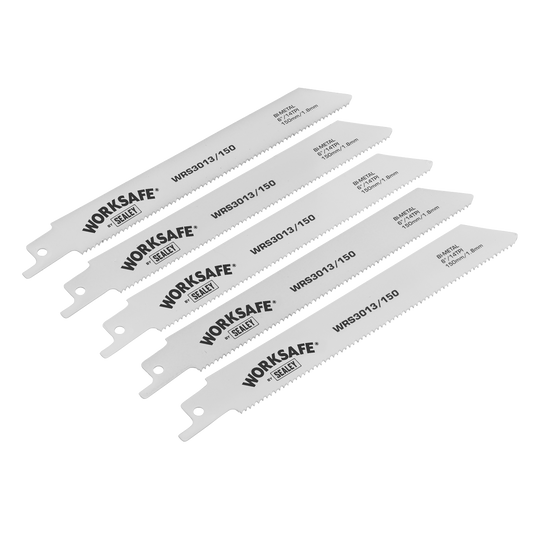 Sealey Reciprocating Saw Blade 150mm 14TPI White - Pack of 5 Pieces WRS3013/150