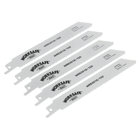 Sealey Reciprocating Saw Blade 150mm 10TPI White - Pack of 5 Pieces WRS3018/150
