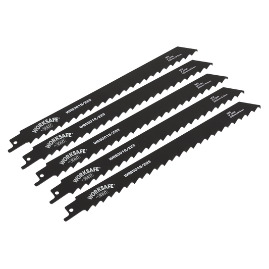 Sealey Reciprocating Saw Blade For Wood 225mm 3 TPI - Pack of 5 WRS3019/225