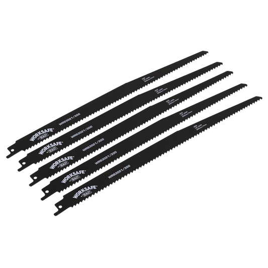 Sealey Reciprocating Saw Blade 300mm 6 TPI Black - Pack of 5 WRS3021/300