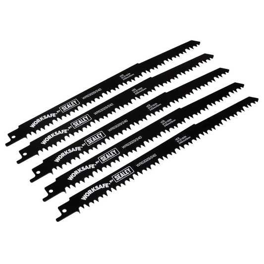 Sealey 240mm 5 TPI Reciprocating Saw Blade Wood Black - Pack of 5 WRS3029/240