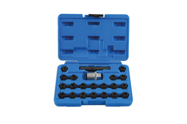 LASER 7108 Locking Wheel Nut Removal Kit 22pc Chrome Molybdenum Steel Tool