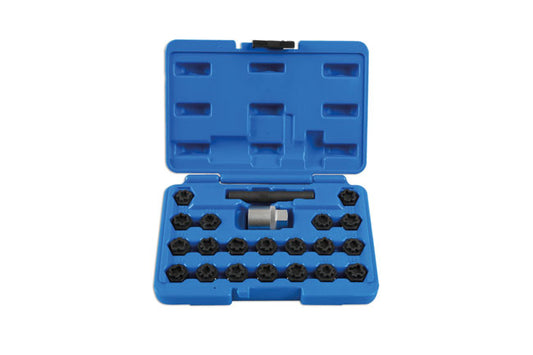 LASER 7108 Locking Wheel Nut Removal Kit 22pc Chrome Molybdenum Steel Tool