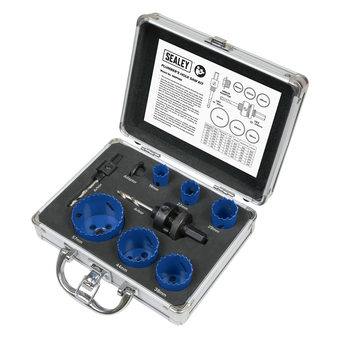 Sealey 9 Pcs Plumbers Hole Saw Kit in Sturdy Storage Case Professional WSPHSK