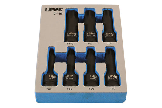 LASER 7119 7Pcs Screwdriver Long Impact Star Socket Bit Set 1/2" Drive CRV Steel