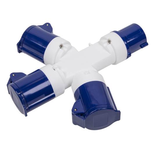 Sealey 3-Way Splitter 230V 16A 2P+E Input & Three Output Connectors WTWS16A