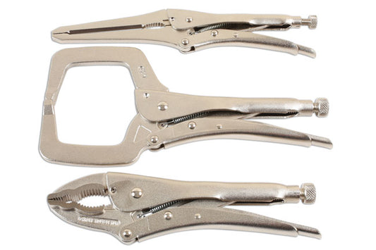 LASER 7129 3Pcs Locking Pliers Set Wrench & Clamp Set 280mm Chrome Vanadium