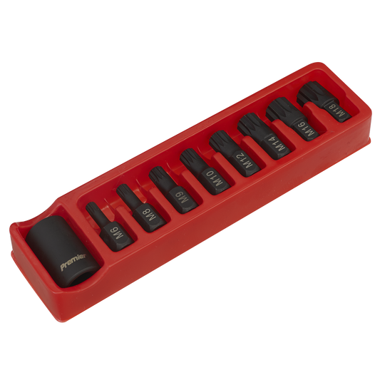Sealey Impact Spline Bit & Holder Set 9 Pieces 1/2" Square Drive AK5611