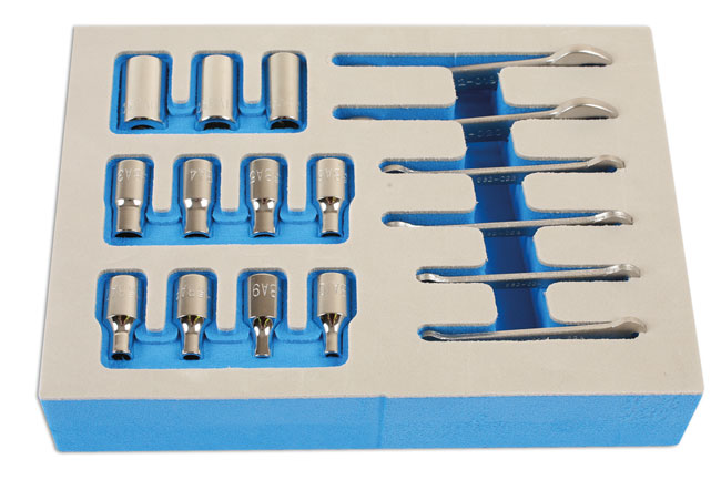 LASER 7132 Ring/Open Ended Spanner Set 1/4" Drive 0-11BA Chrome Vanadium Steel