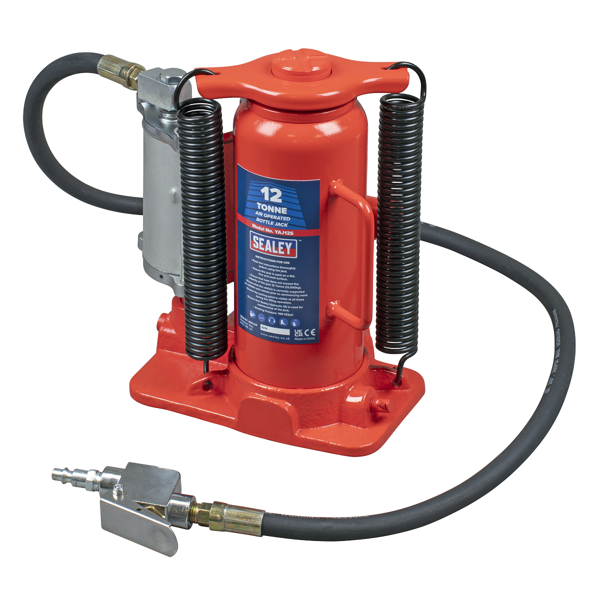Sealey Air Operated Hydraulic Bottle Jack 12 Tonne Heavy Duty Durable YAJ12S