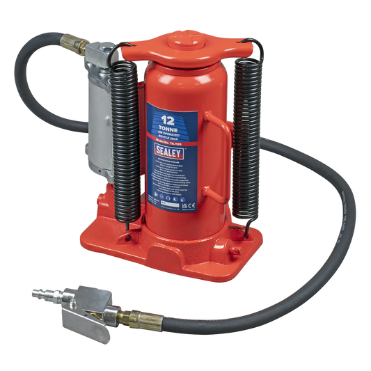 Sealey Air Operated Hydraulic Bottle Jack 12 Tonne Heavy Duty Durable YAJ12S