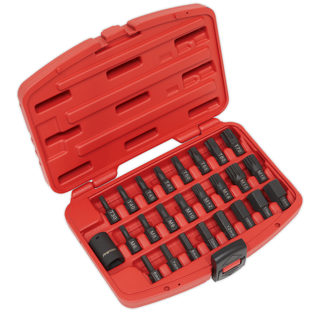 Sealey Impact TRX-Star Hex Spline Bit Set 25 Pieces 1/2" Square Drive AK5612