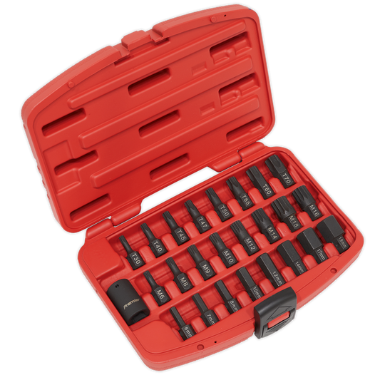 Sealey Impact TRX-Star Hex Spline Bit Set 25 Pieces 1/2" Square Drive AK5612