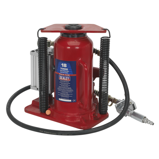 Sealey Air Operated Bottle Jack Lift With Sectional Pump Handle 18 Tonne YAJ18S