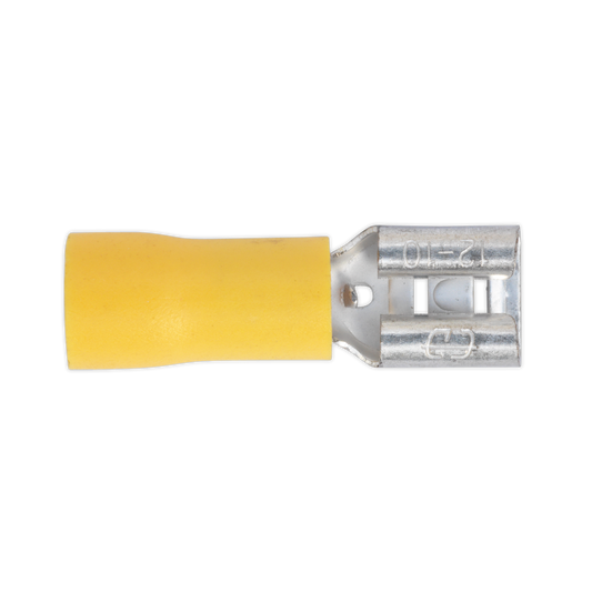 Sealey 6.3mm Push-On Female Terminal Electrical Yellow - Pack of 100 Pieces YT13