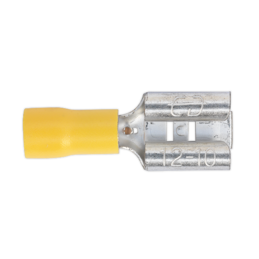 Sealey Push On Terminal 9.5mm Female Electrical Yellow - Pack of 100 Pieces YT14
