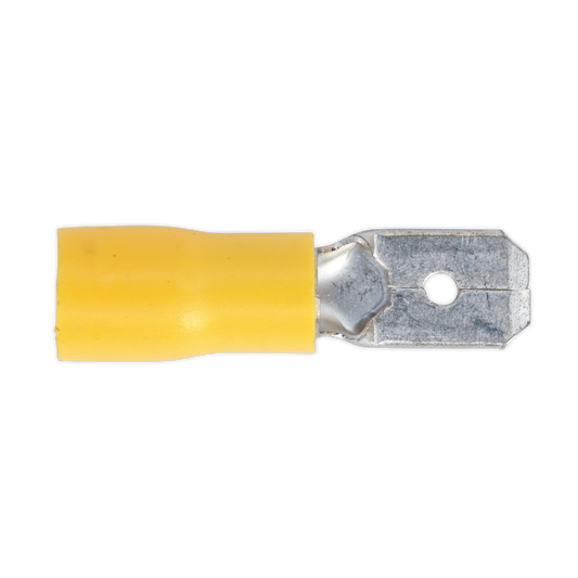 Sealey Push On Terminal 6.3mm Male Electrical Yellow - Pack of 100 Pieces YT15