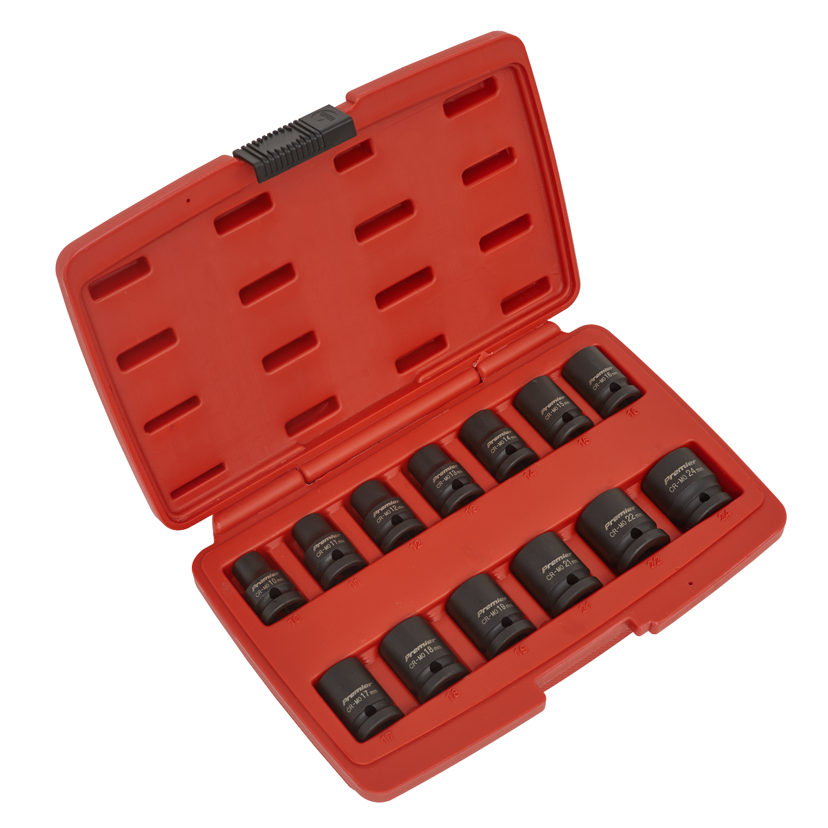 Sealey Impact Socket Set 13 Pieces 1/2" Square Drive 12 Point Black AK5614M