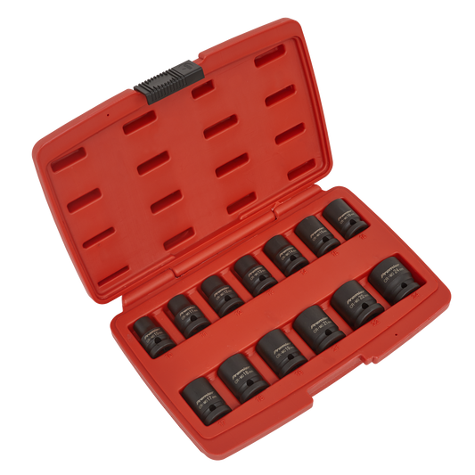 Sealey Impact Socket Set 13 Pieces 1/2" Square Drive 12 Point Black AK5614M
