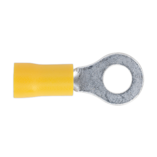 Sealey Easy Entry Ring Terminal 6.4mm Electrical Yellow Pack of 100 Pieces YT19