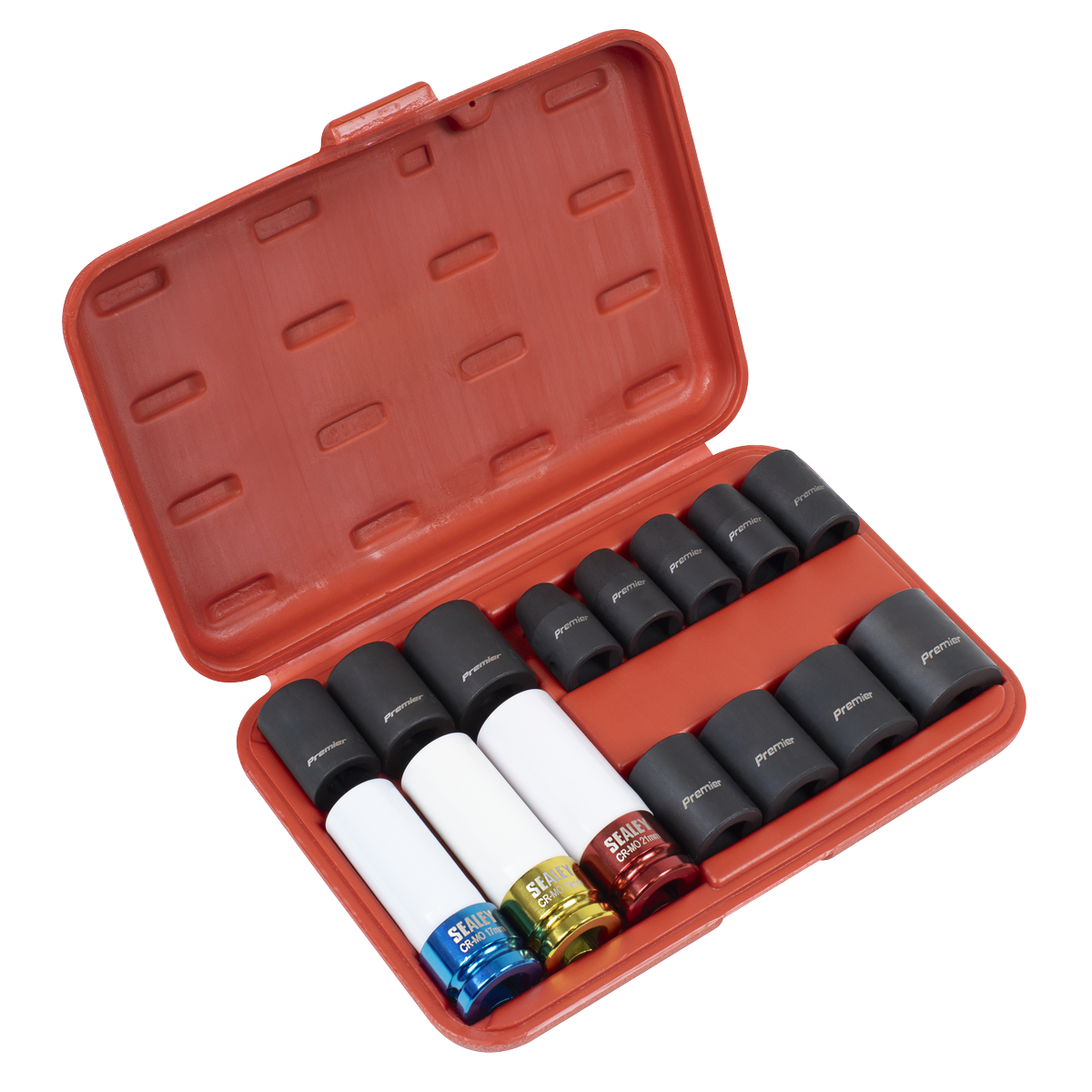 Sealey Impact Socket & Wheel Nut Remover Set 1/2" Square Drive 15pc AK5615M