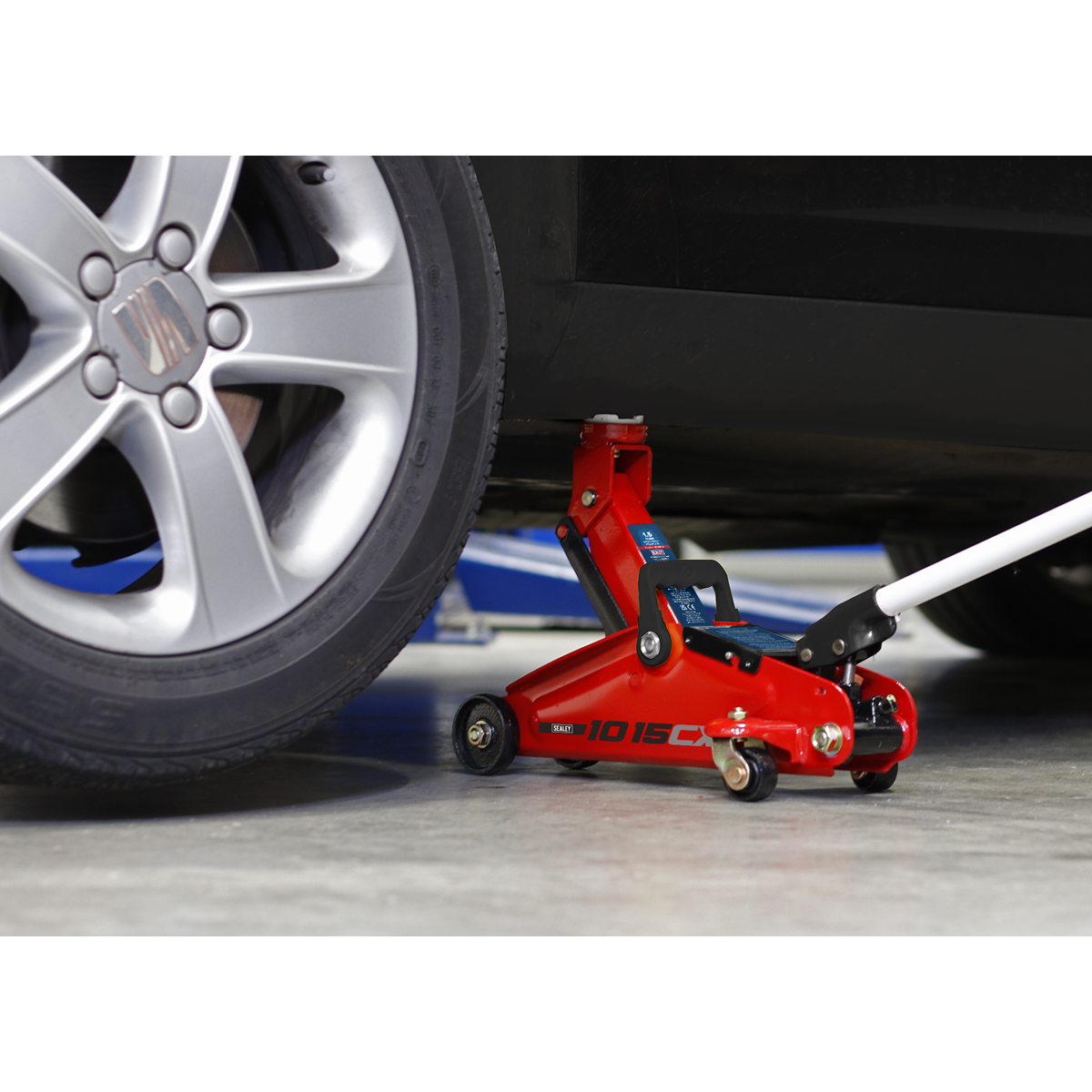 Sealey Trolley Jack 1.5 Tonne Short Chassis One-Piece Pumping Handle 1015CX
