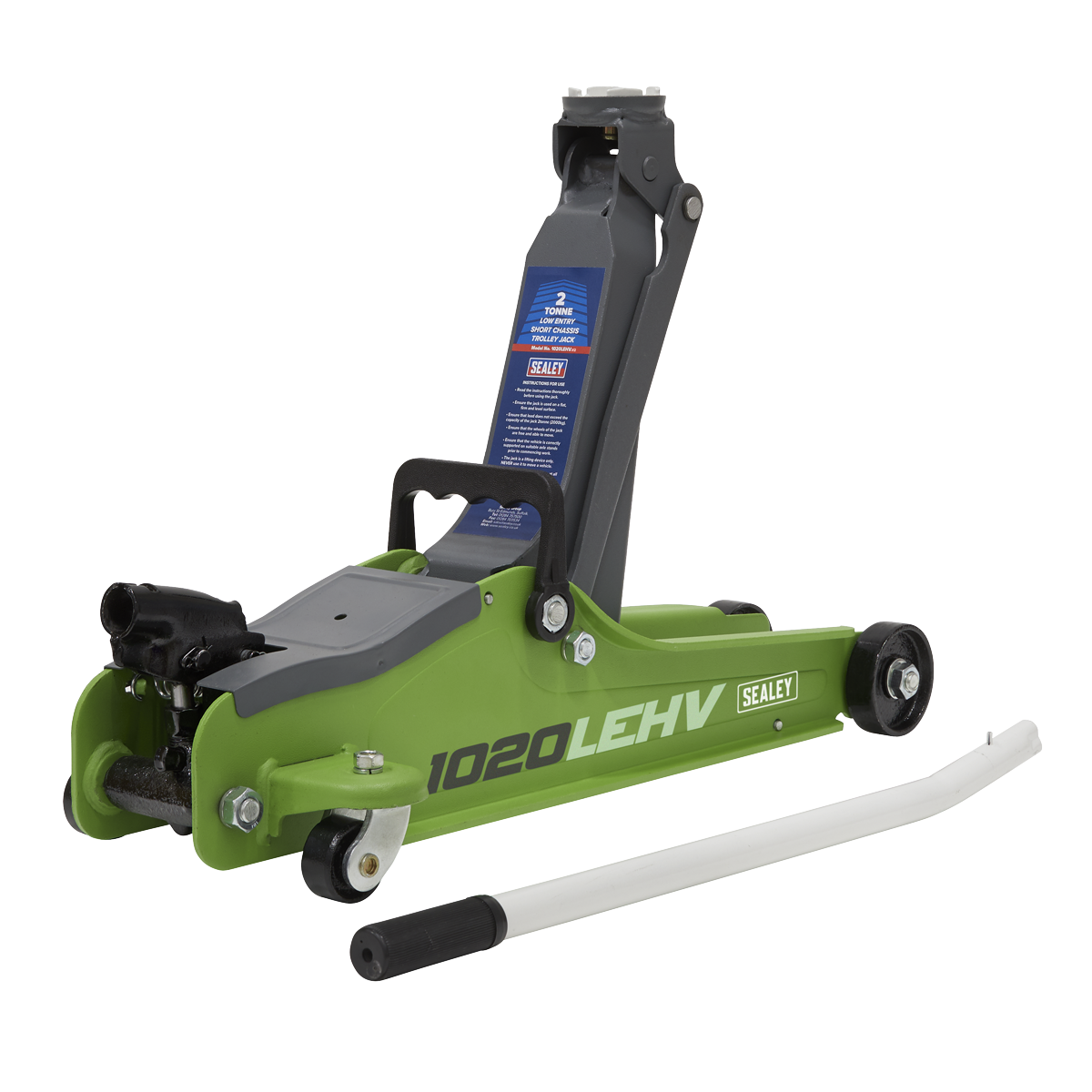 Sealey 2 Tonne Low Entry Short Chassis Trolley Jack Hi-Vis Set 1020LEHVBAGCOMBO