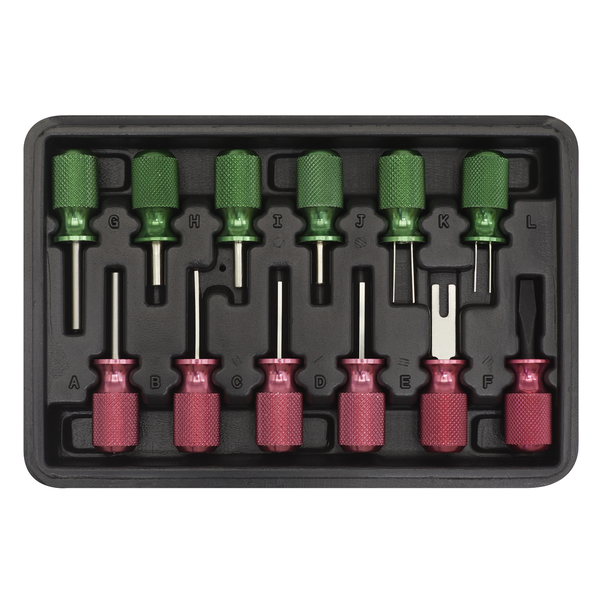 Sealey Terminal Tool Kit 12 Pieces Connector Removal Set Aluminium Handles VS920