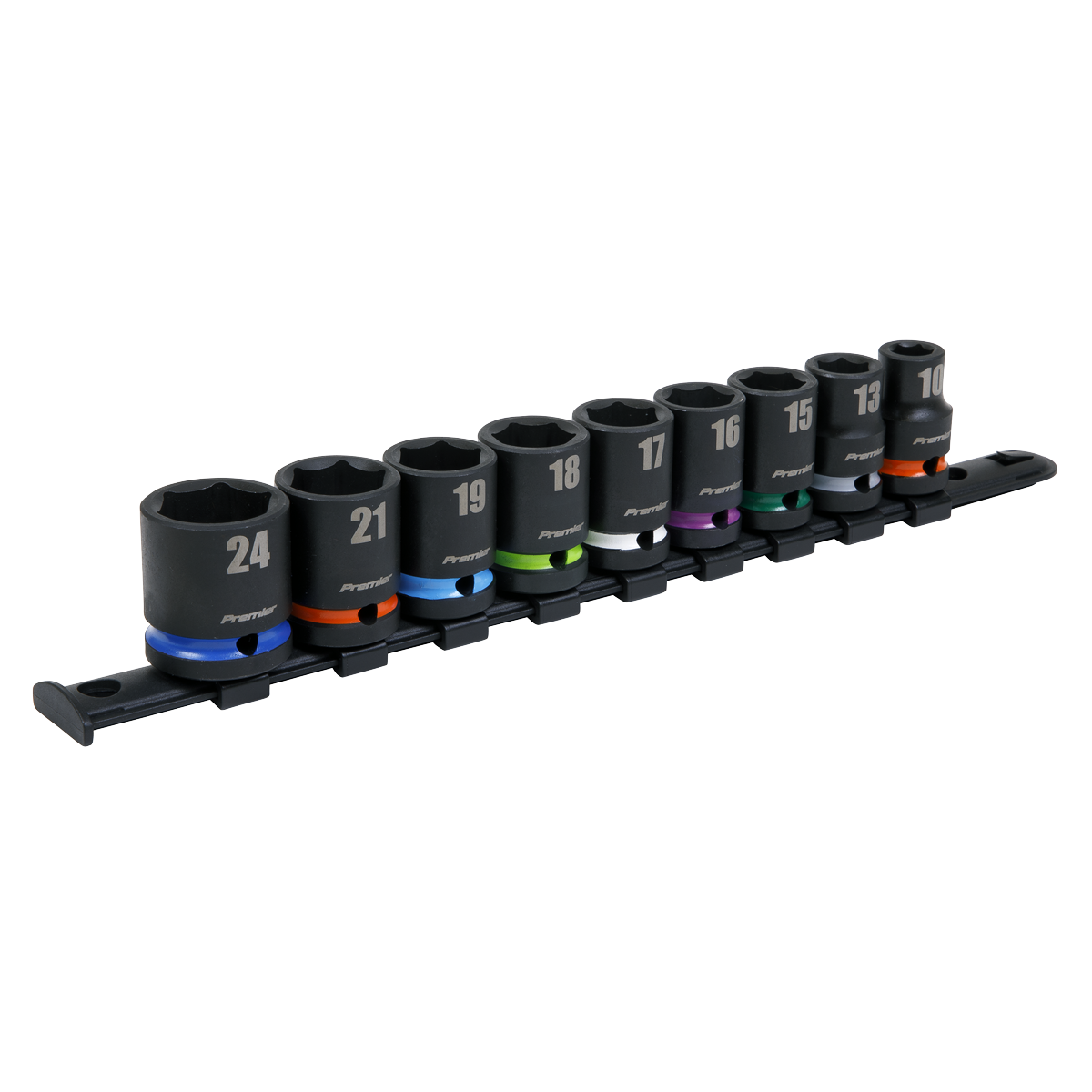 Sealey Impact Socket Set 9 Pieces 1/2" Square Drive Metric Colour-Coded AK5618M