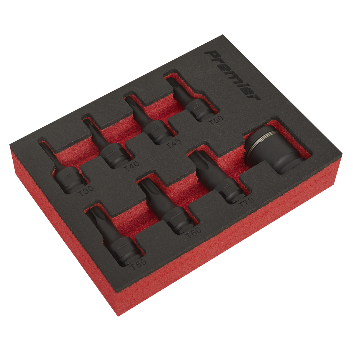 Sealey 3/8" Square Drive Impact TRX-Star Socket Bit Set 8 Pieces Black AK5621