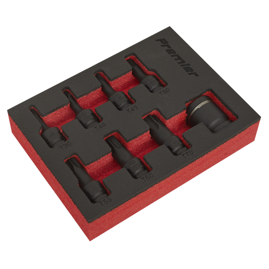 Sealey 3/8" Square Drive Impact TRX-Star Socket Bit Set 8 Pieces Black AK5621