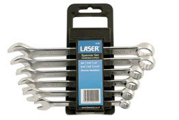 LASER 0155 Ring/Open Ended Spanner Set 3/8-11/16" Spanner Chrome Vanadium Steel