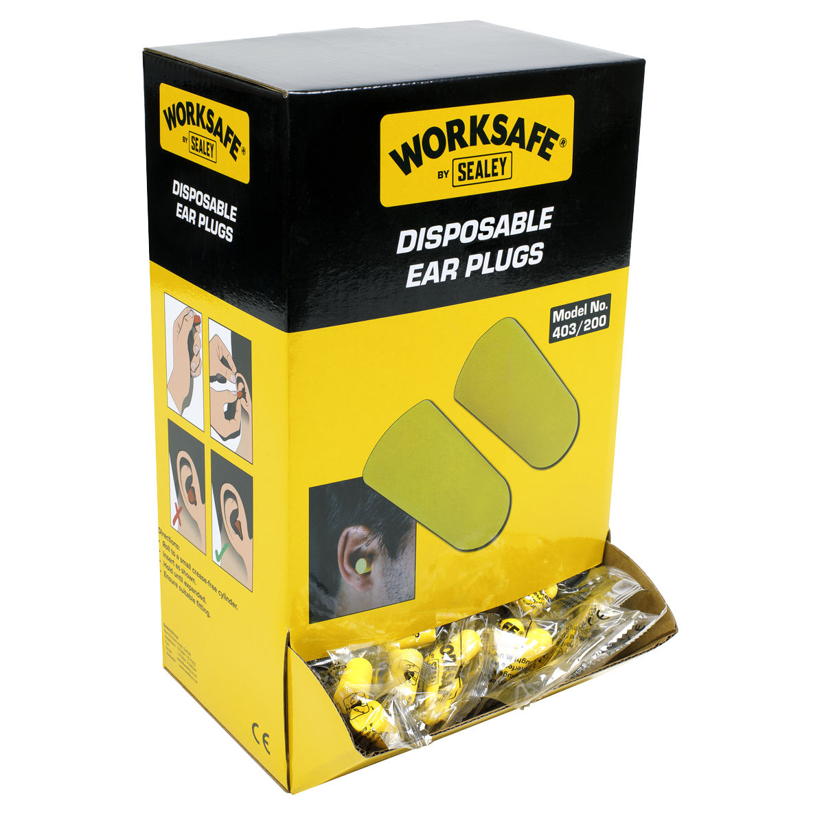Sealey Disposable Ear Plugs Soft Foam 200 Pairs SNR 38dB BS EN 352 403/200