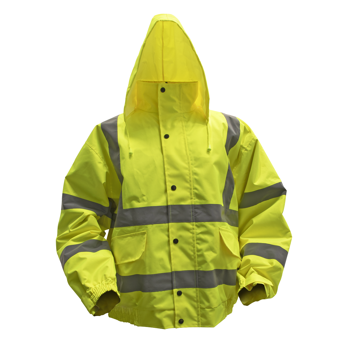 Sealey Hi-Vis Yellow Safety Jacket Quilted Lining Elasticated Waist - Large 802L