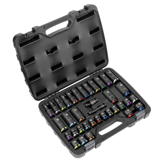 Premier Impact Socket Set 3/8" Square Drive 36 Pieces Hardened Tempered AK5633M