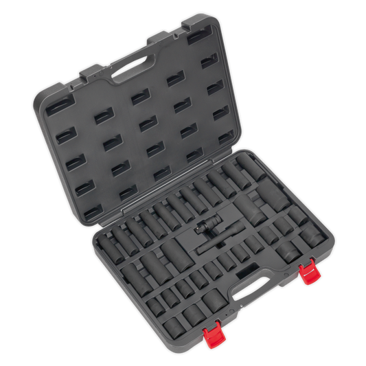 Sealey Impact Socket Set 34 Pieces 1/2" Square Drive Metric Black AK5634M