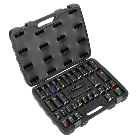 Premier Impact Socket Set 1/2" Square Drive 34 Pieces Hardened Tempered AK5635M