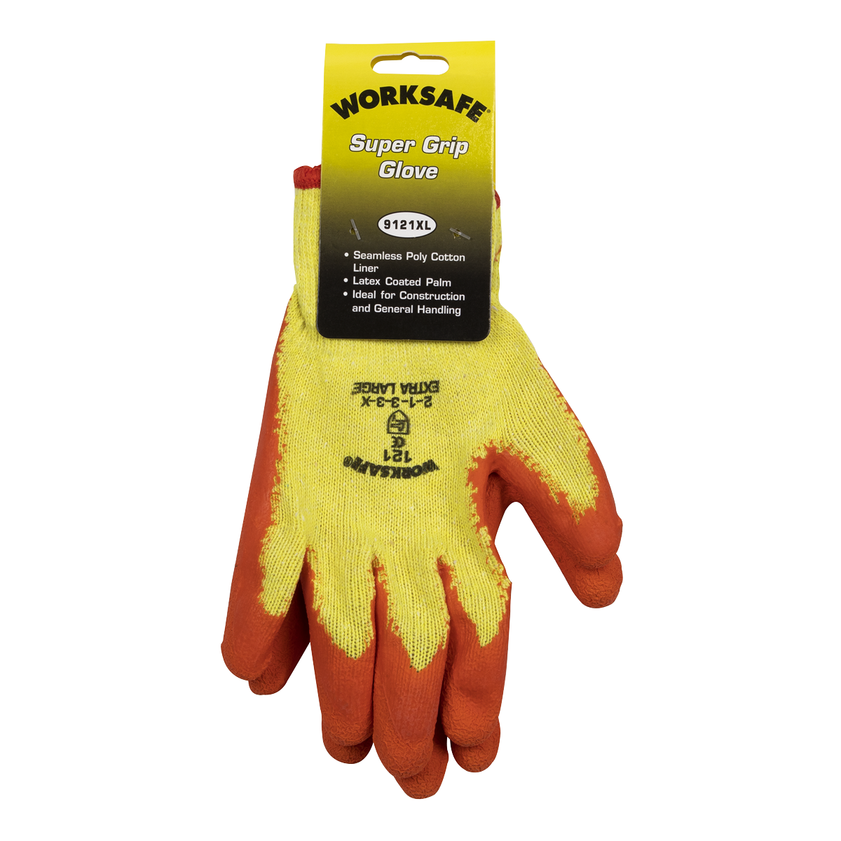 Sealey Super Grip Knitted Gloves Latex Palm Breathable Back X-Large Pair 9121XL