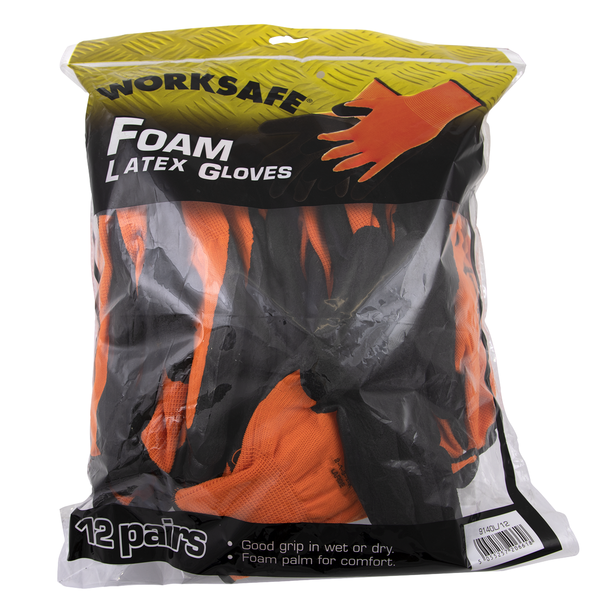 Sealey Foam Latex Workshop Safety Work Gloves Large (L) - 12PK Pairs 9140L/12