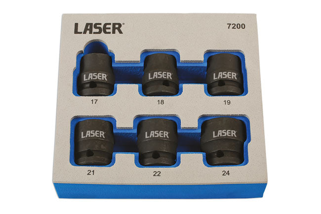 LASER 7200 6pc Impact Twist Socket Set 1/2" Drive For Damaged Nuts & Bolts