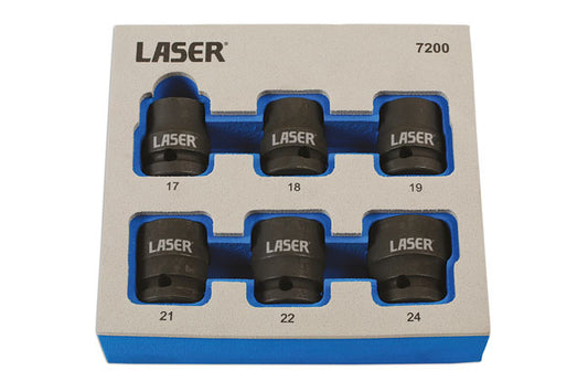 LASER 7200 6pc Impact Twist Socket Set 1/2" Drive For Damaged Nuts & Bolts