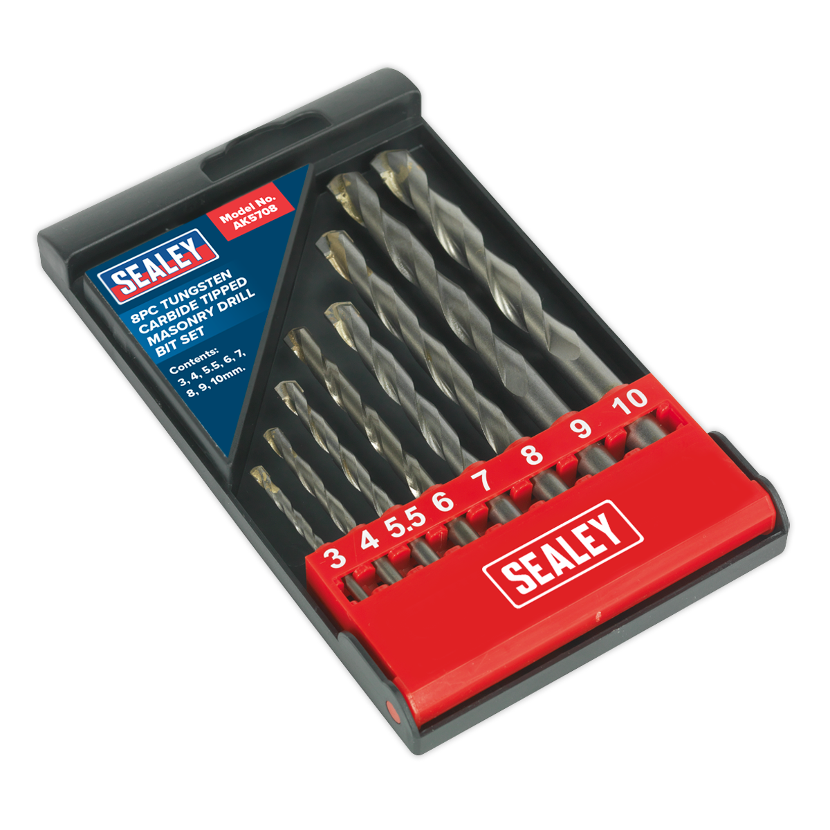 Sealey Tungsten Carbide Tipped Masonry Drill Bit Set 8 Pieces Heavy Duty AK5708