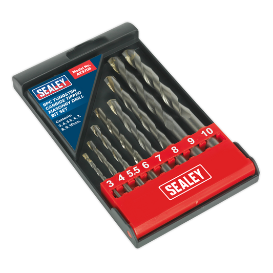 Sealey Tungsten Carbide Tipped Masonry Drill Bit Set 8 Pieces Heavy Duty AK5708